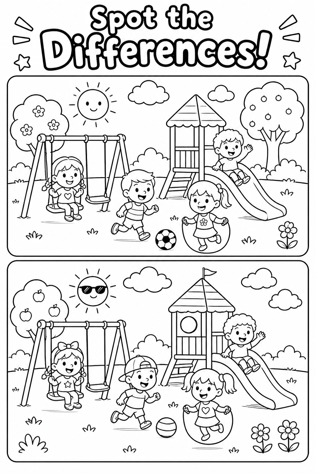 6 Spot the difference activity coloring pages