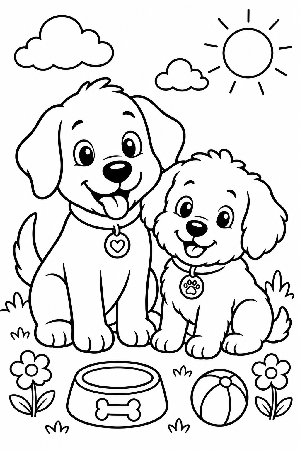 cute dogs coloring pages free printable 