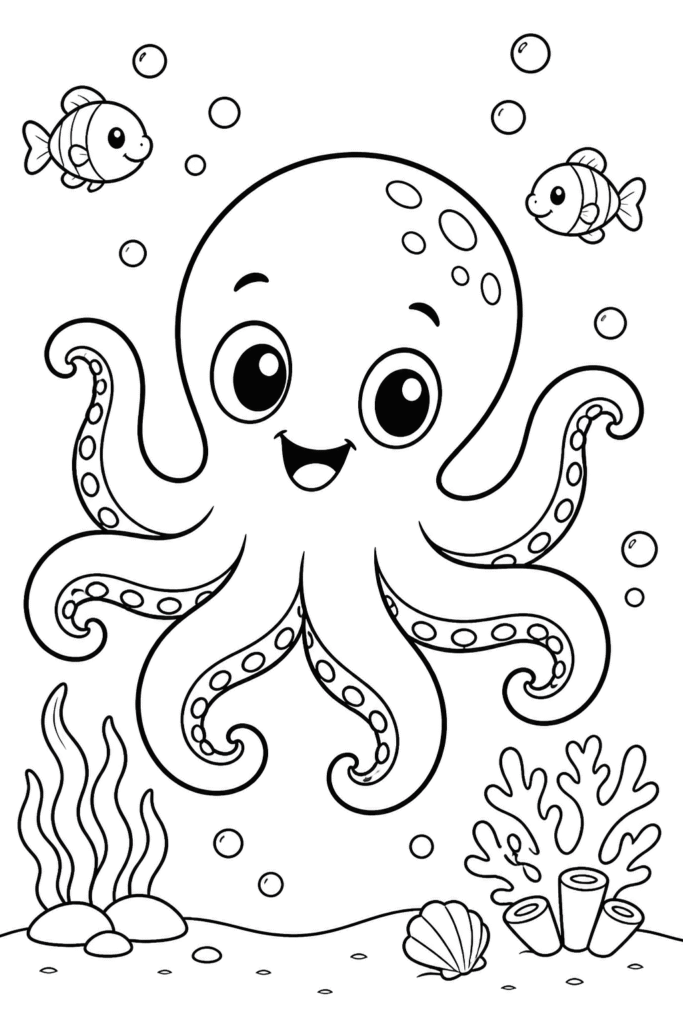 Cute Octopus Coloring Pages Free Printable