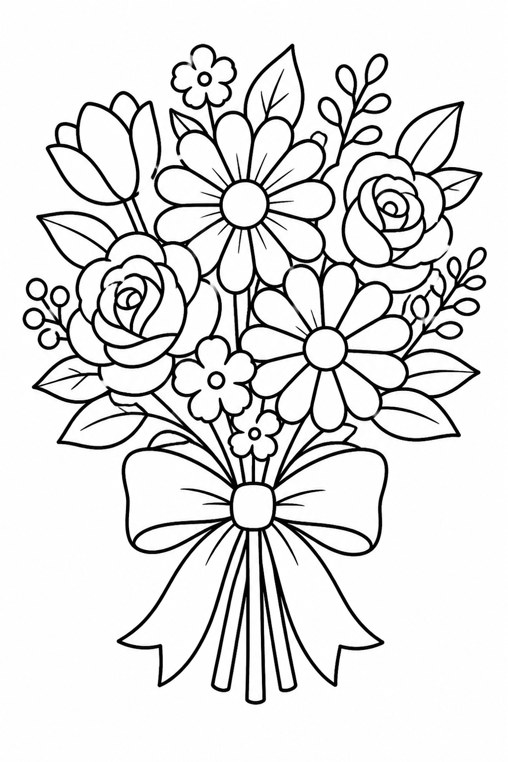 cute flower bouquet coloring pages free printable