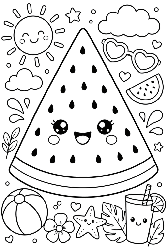 watermelon coloring pages free printable