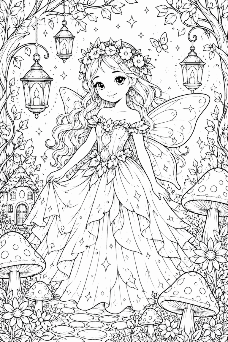 magical fairy princess coloring pages free printable