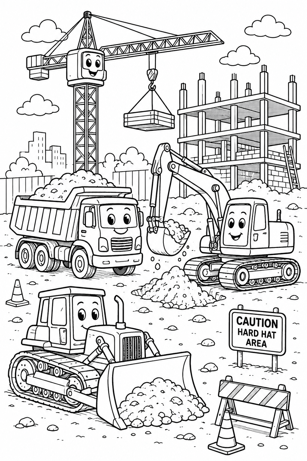 construction vehicles coloring pages free printable