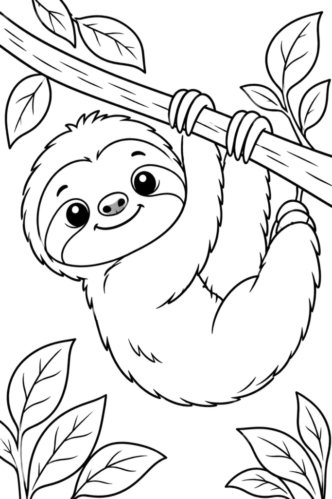 5 cute sloth coloring pages free printable 