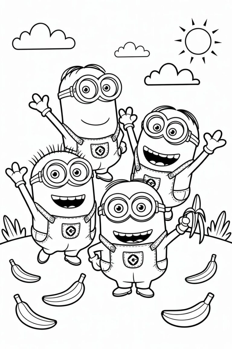 cartoon character minions coloring pages free printable