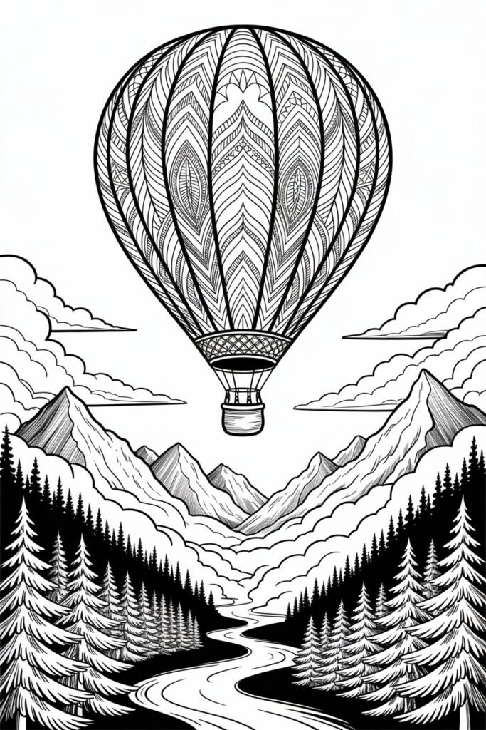 Hot air balloon coloring pages free printable