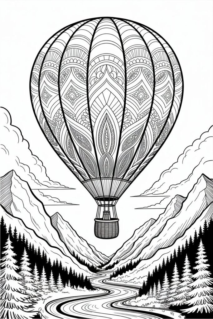 Hot air balloon coloring pages free printable