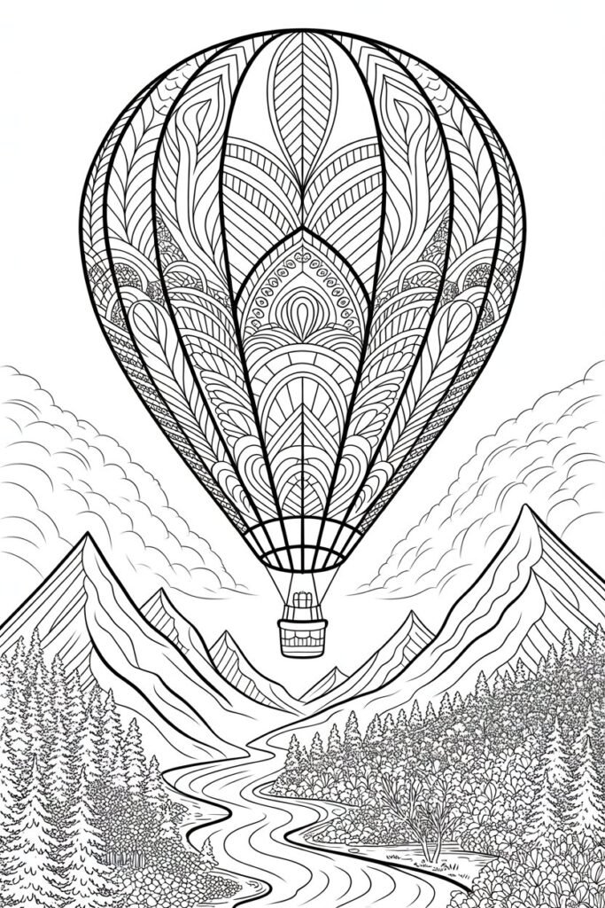 Hot air balloon coloring pages free printable