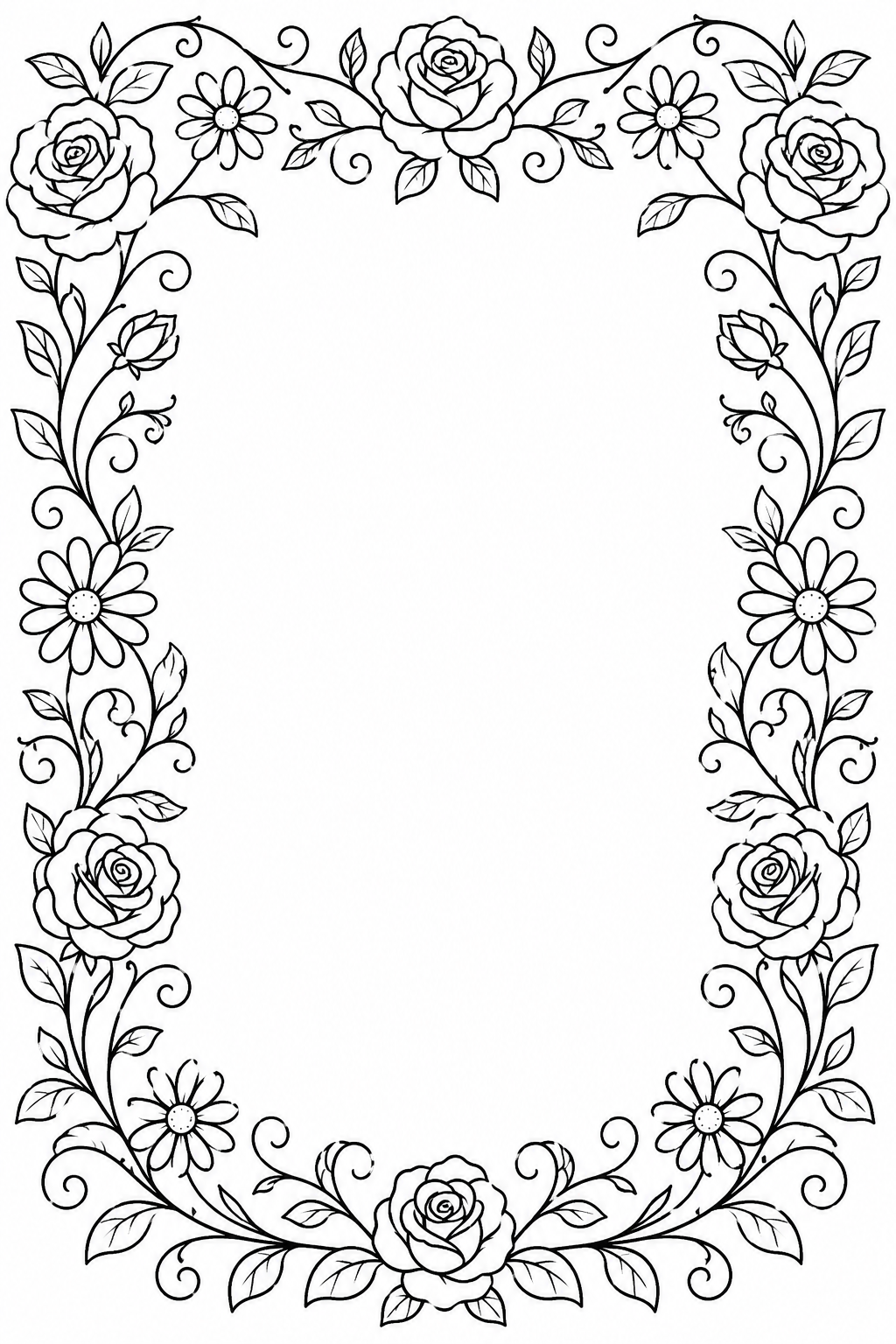 5 Floral Frames Coloring Pages Free Printable