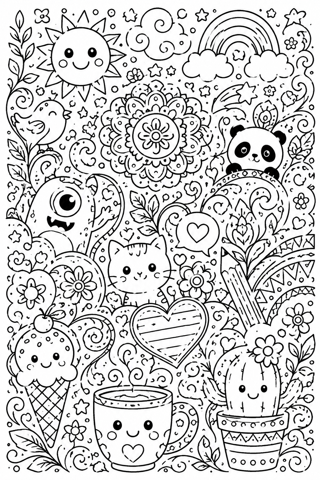 5 Doodles Coloring Pages Free Printable