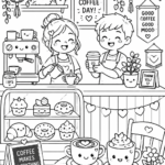coffee shop coloring pages free printable