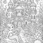 Mermaid palace coloring pages free printable