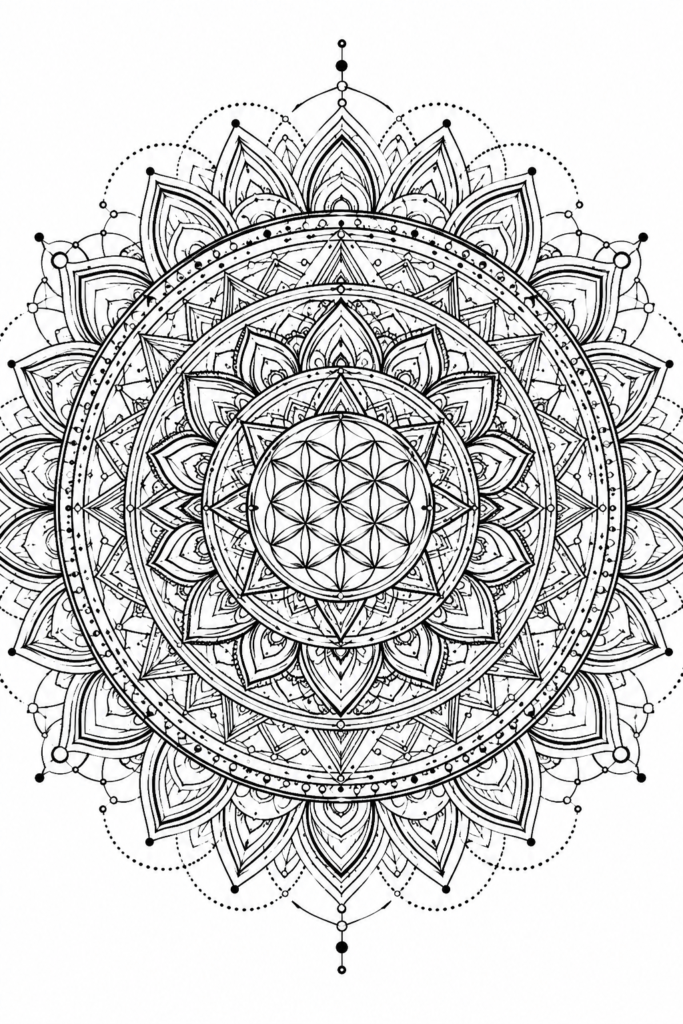 Geometric Mandala coloring pages
