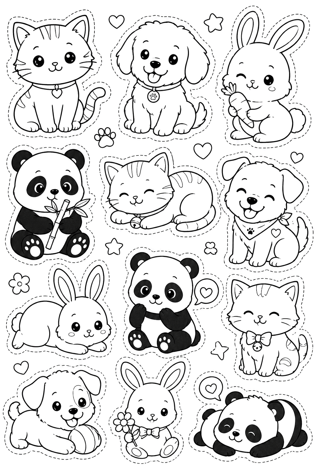 Cute Animal Doodles Coloring Pages Free Printable