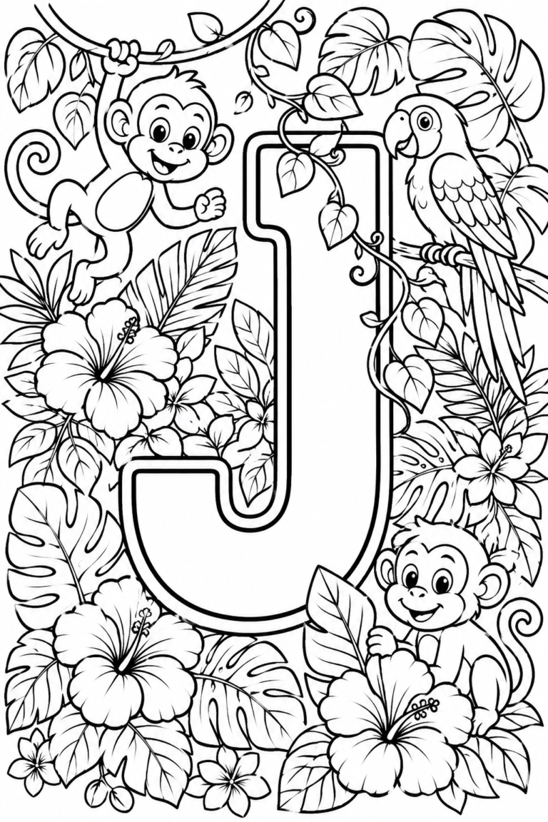 Alphabet letter J coloring pages free printable