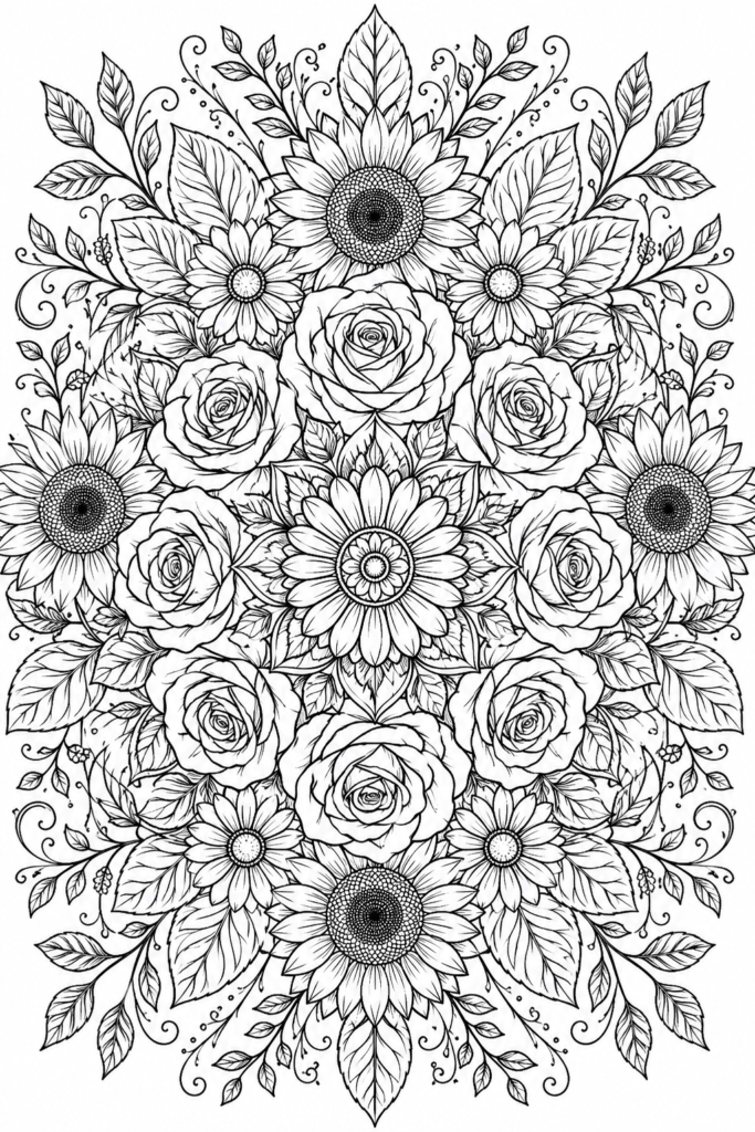 Floral mandala coloring pages