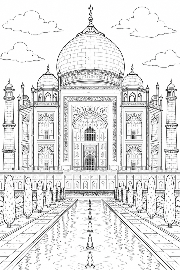 Taj Mahal coloring pages free printable