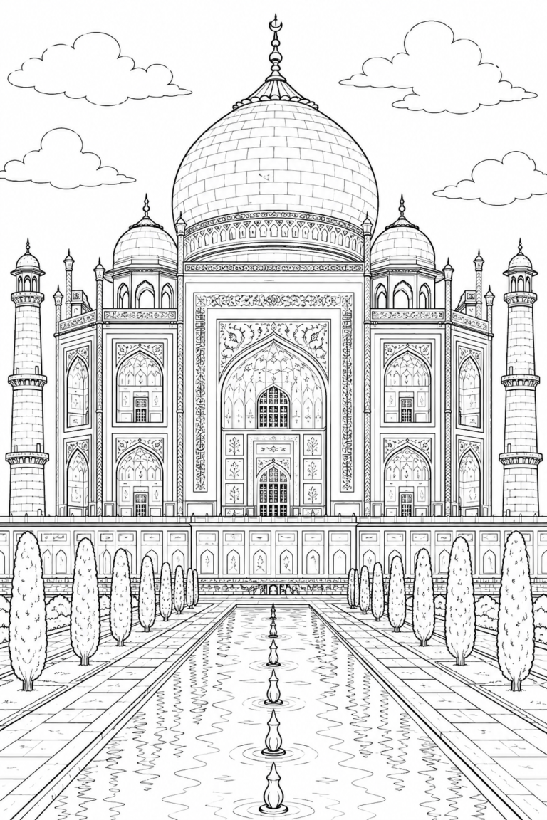 Taj Mahal coloring pages free printable
