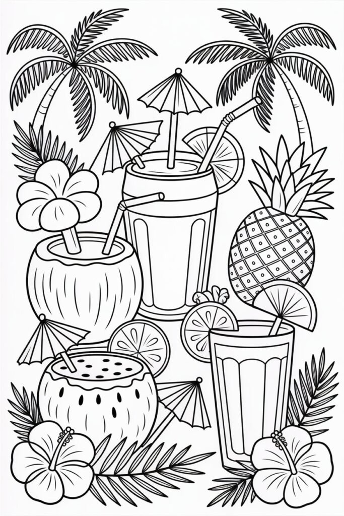 Summer drinks coloring pages