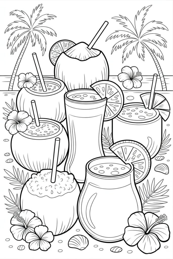 Summer drinks coloring pages