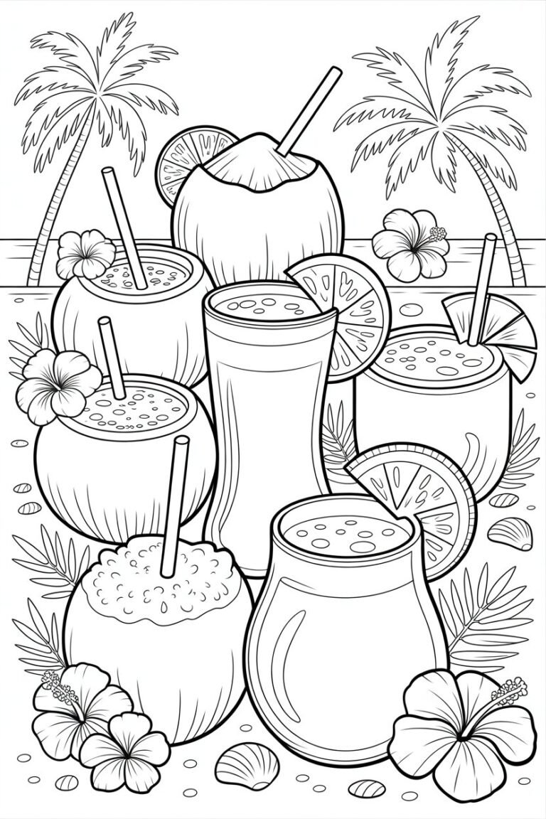 Summer drinks - Summer Drinks Coloring Pages Free Printable for Kids