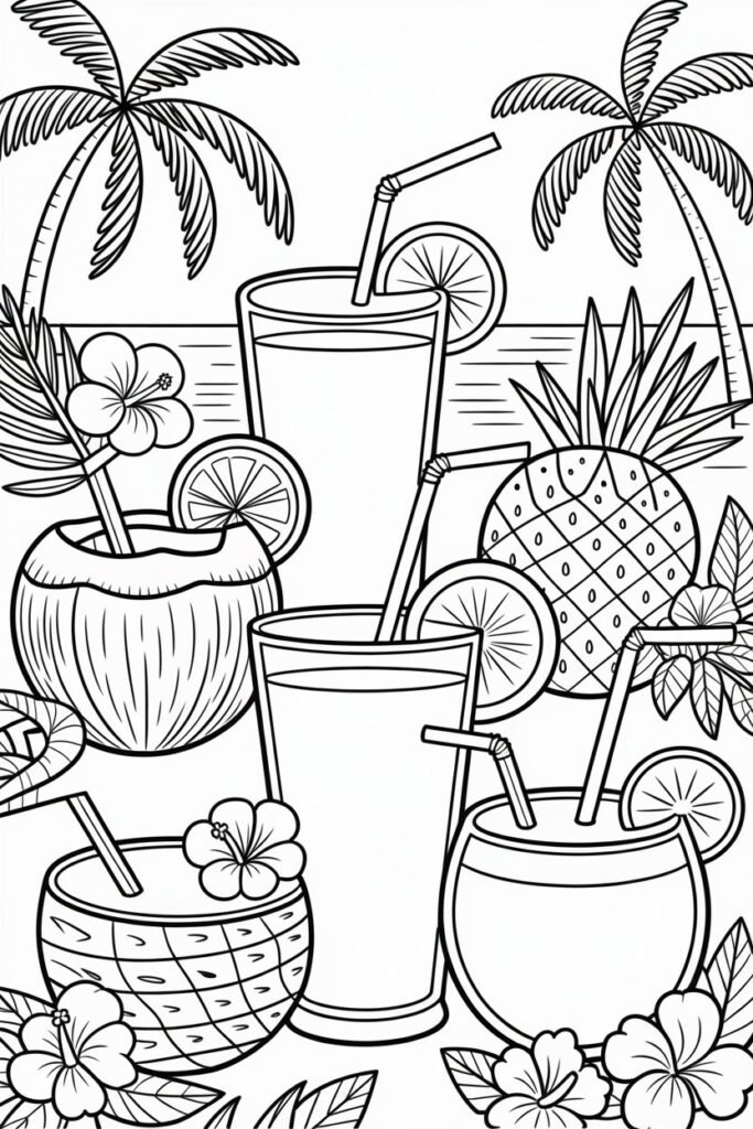 Summer drinks coloring pages
