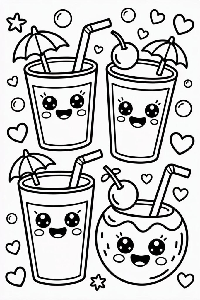 Summer drinks coloring pages