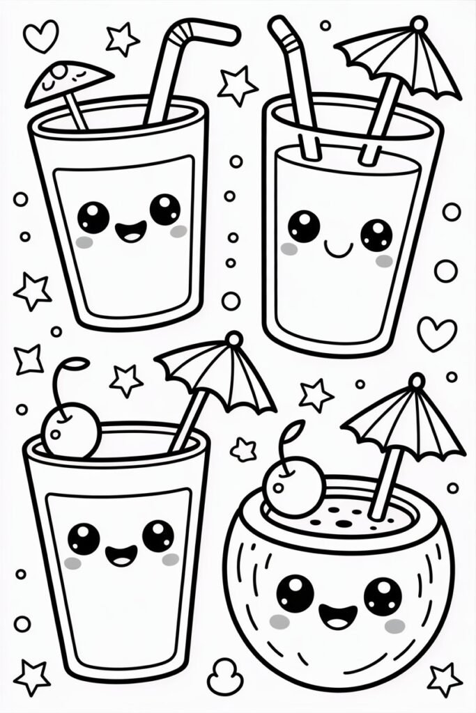 Summer drinks coloring pages