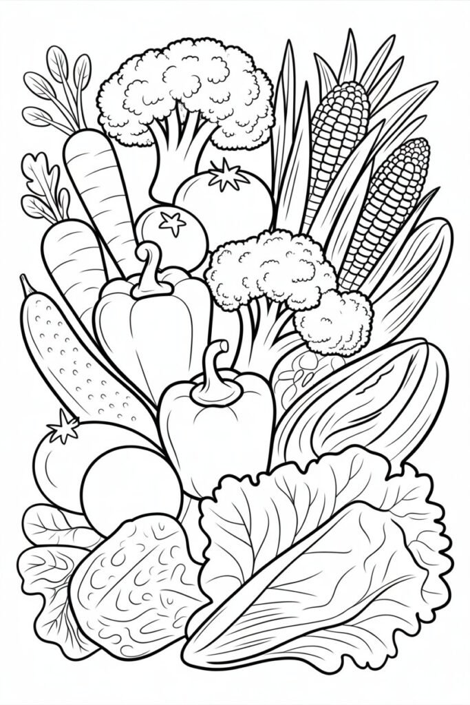 Vegetables coloring pages