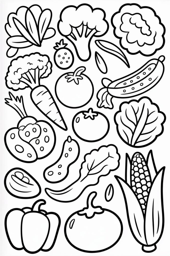 Vegetables coloring pages