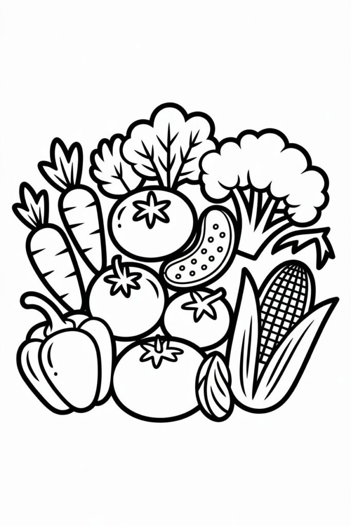 Vegetables coloring pages