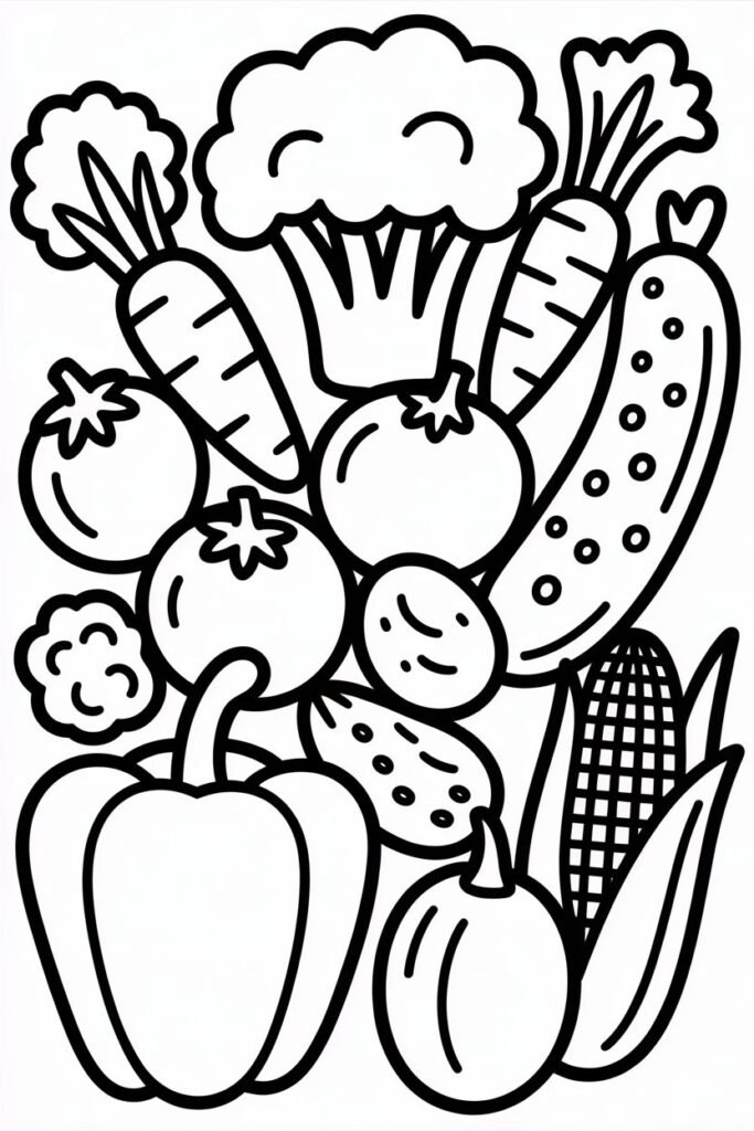 Vegetables coloring pages