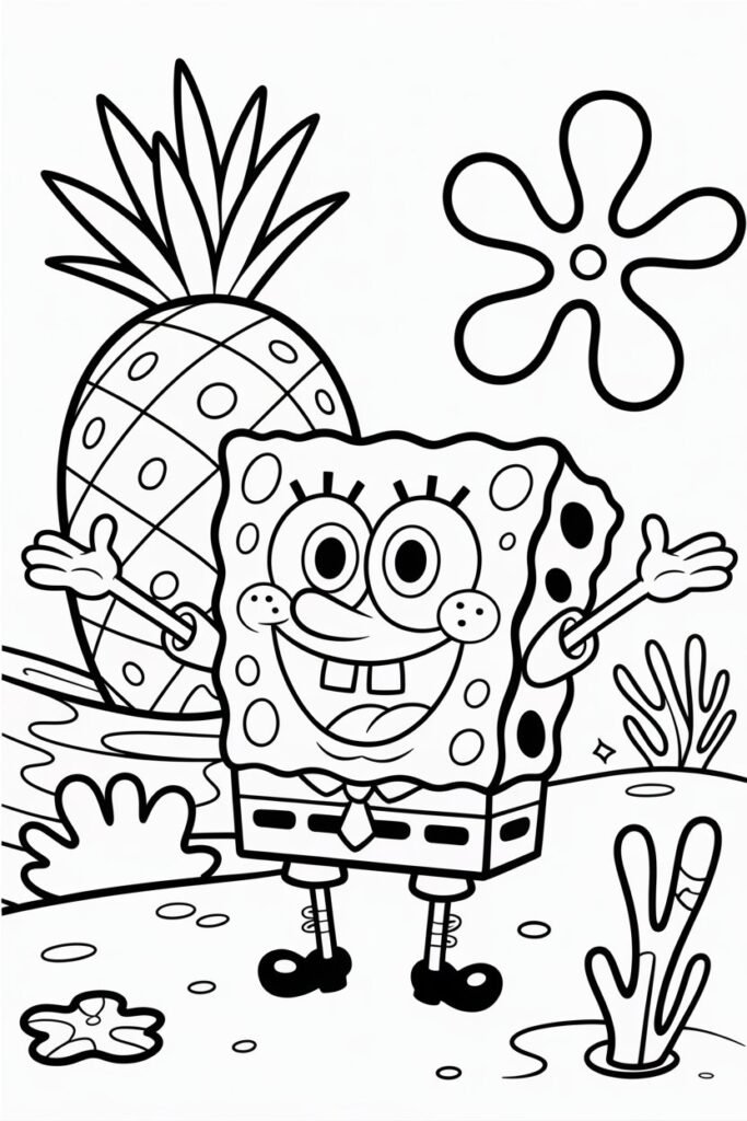 4 SpongeBob coloring pages free printable