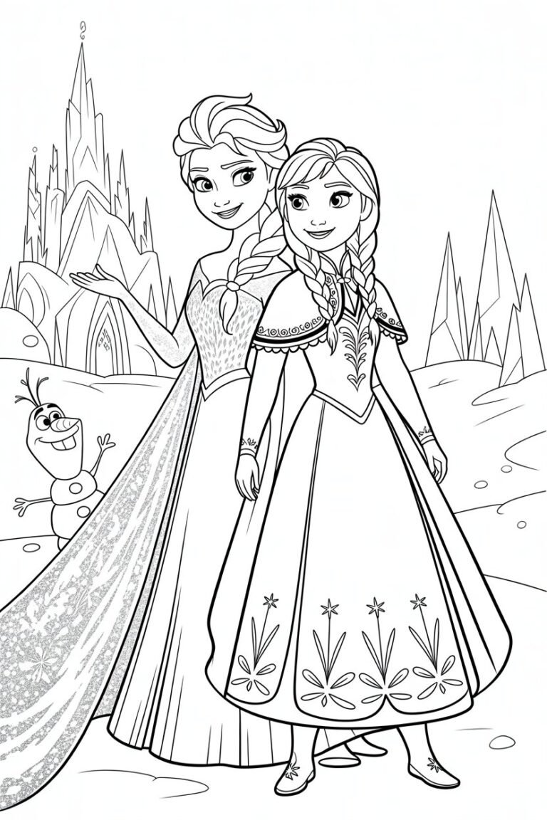 Frozen and Elsa Coloring Page