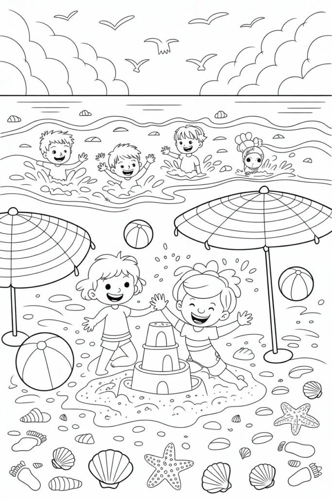 Beach Coloring Pages Free Printable for Kids
