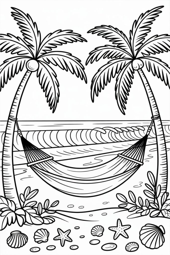 Beach Coloring Pages Free Printable for Kids