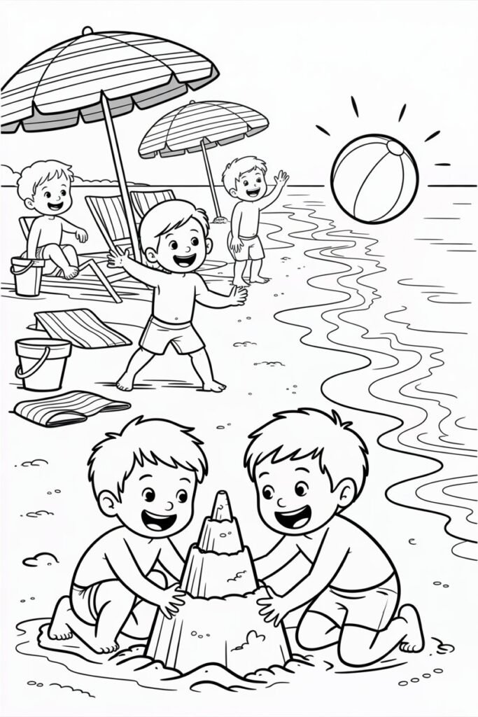Beach Coloring Pages Free Printable for Kids
