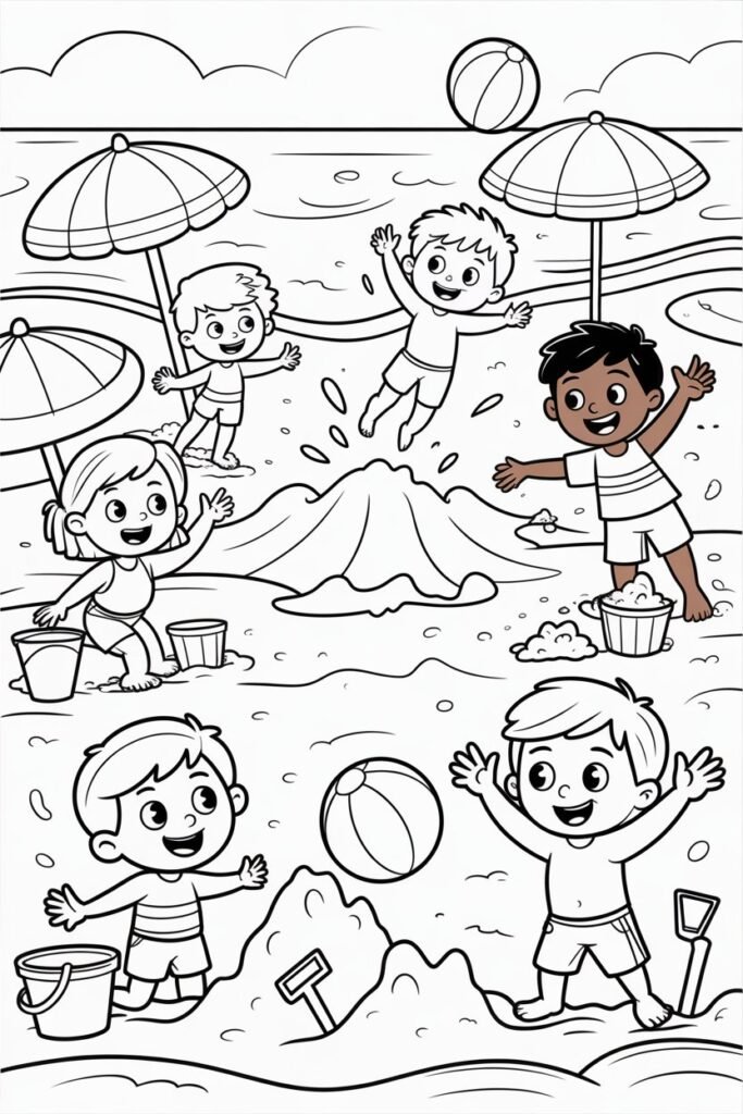 Beach Coloring Pages Free Printable for Kids