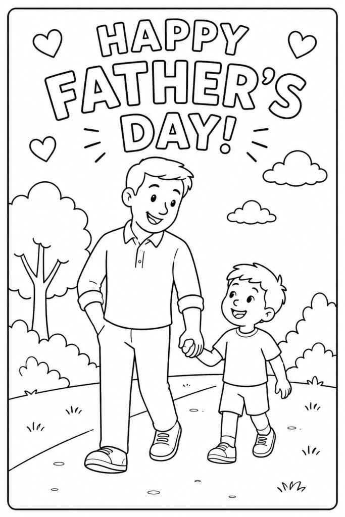 Father's Day card coloring pages free printable