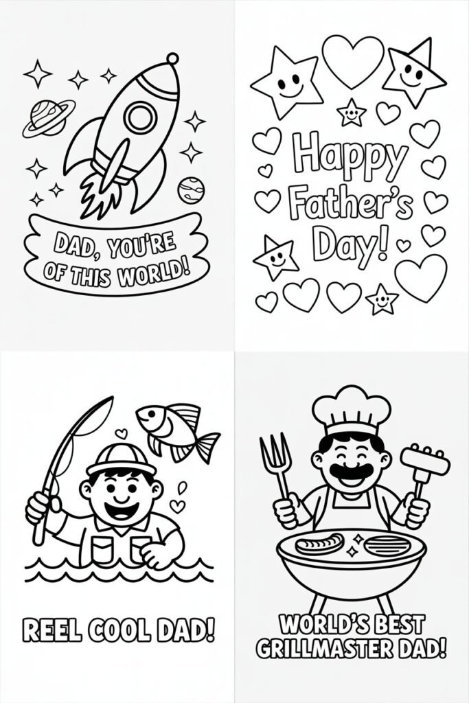 Father's Day card coloring pages free printable