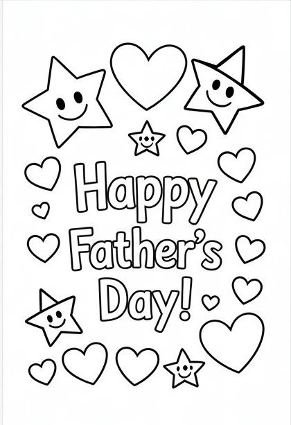 Father's Day card coloring pages free printable