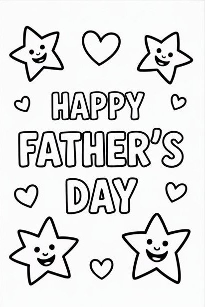 Father's Day card coloring pages free printable
