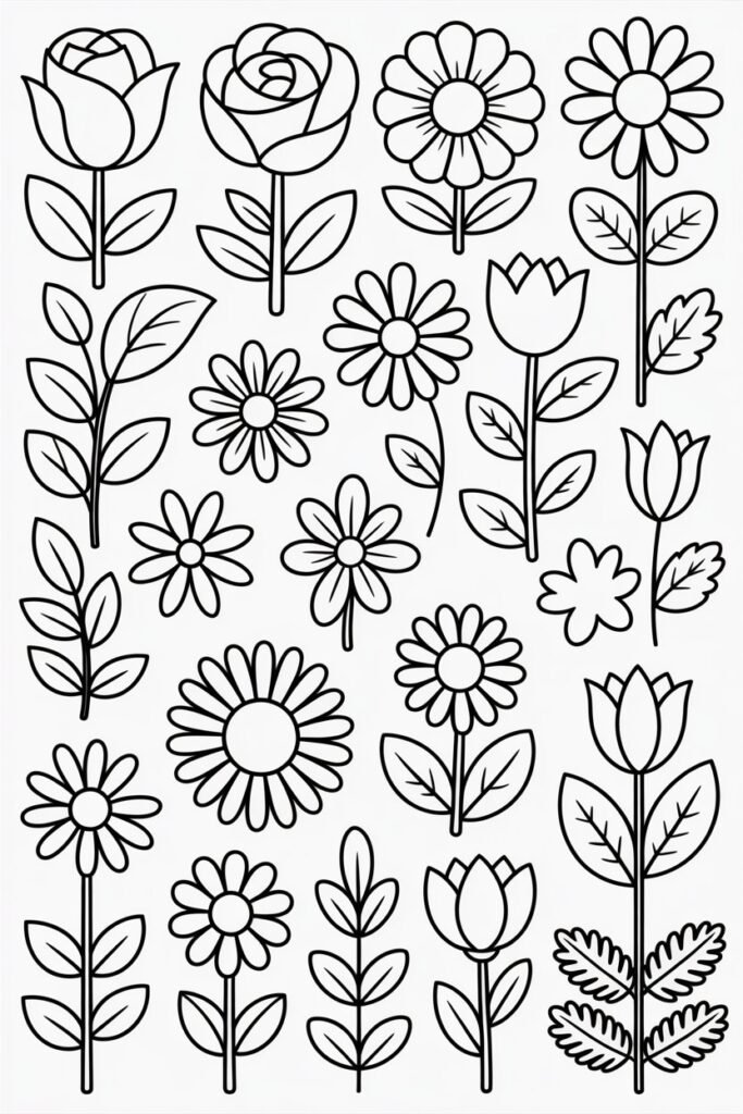 Flower Coloring Pages Free Printable for Kids
