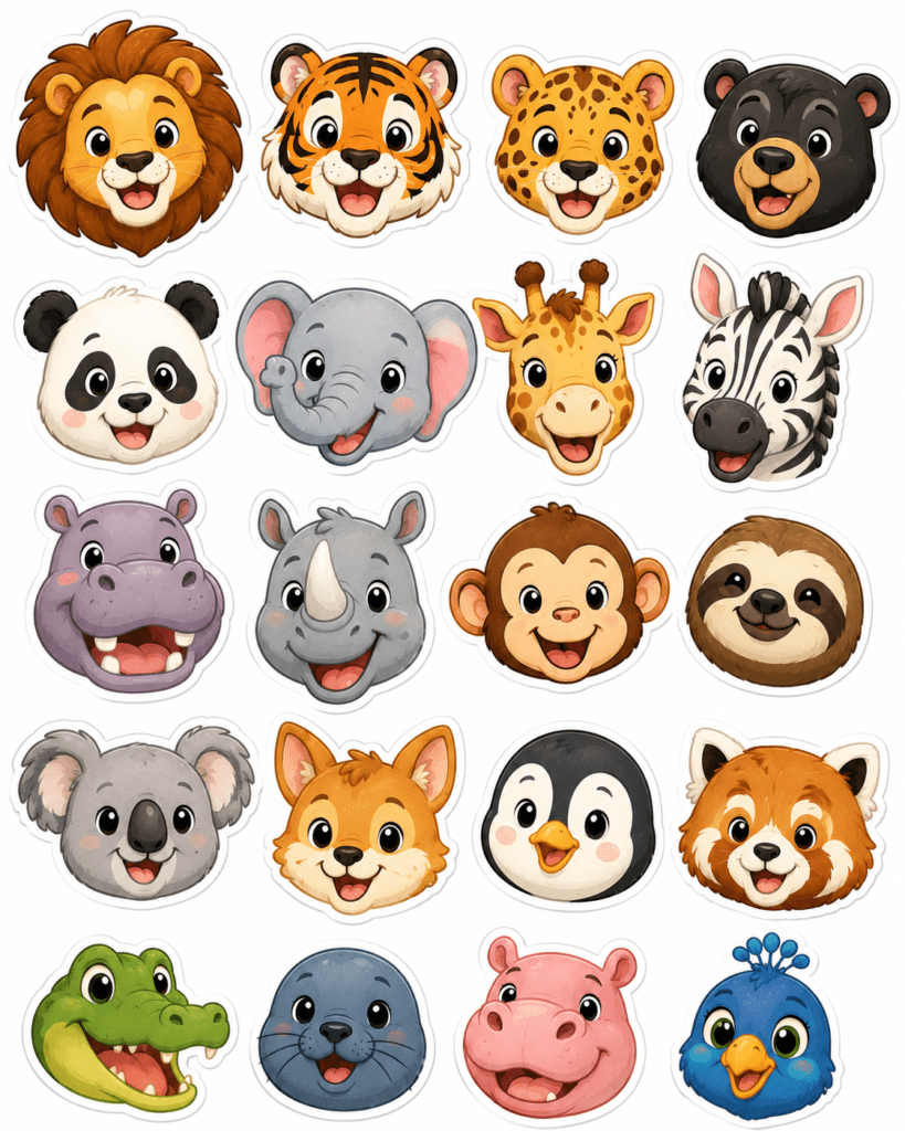 kawaii animals stickers free printable