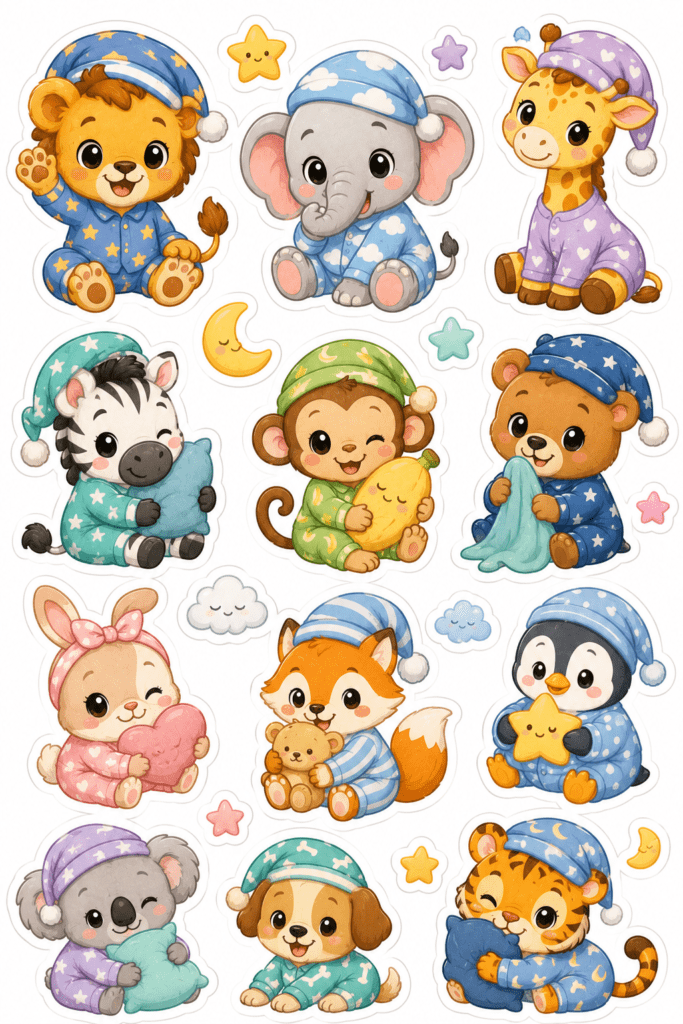 kawaii animals stickers free printable