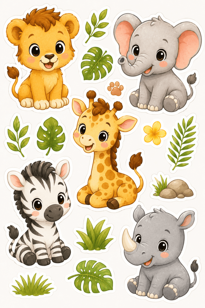 kawaii animals stickers free printable