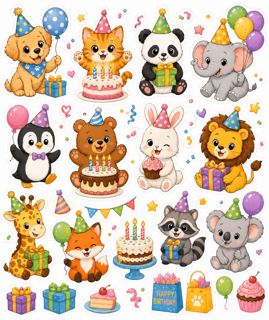 kawaii animals stickers free printable