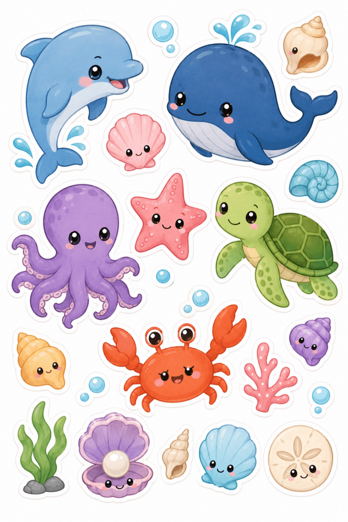 kawaii animals stickers free printable