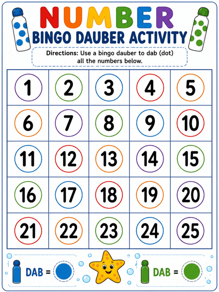 number activities for preschoolers free printable