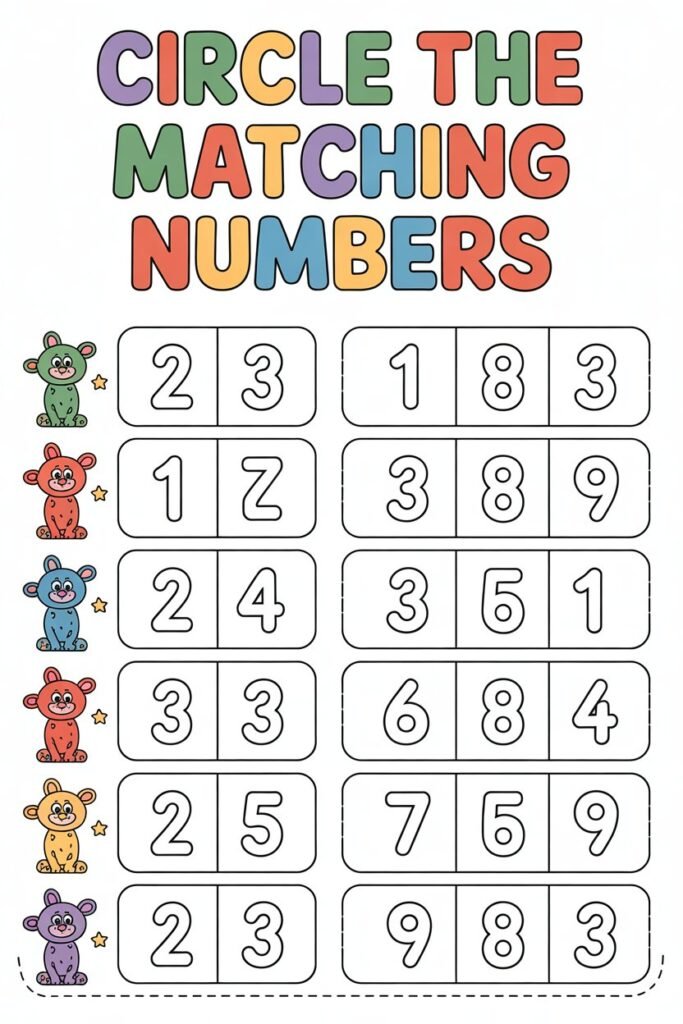 number activities for preschoolers free printable
